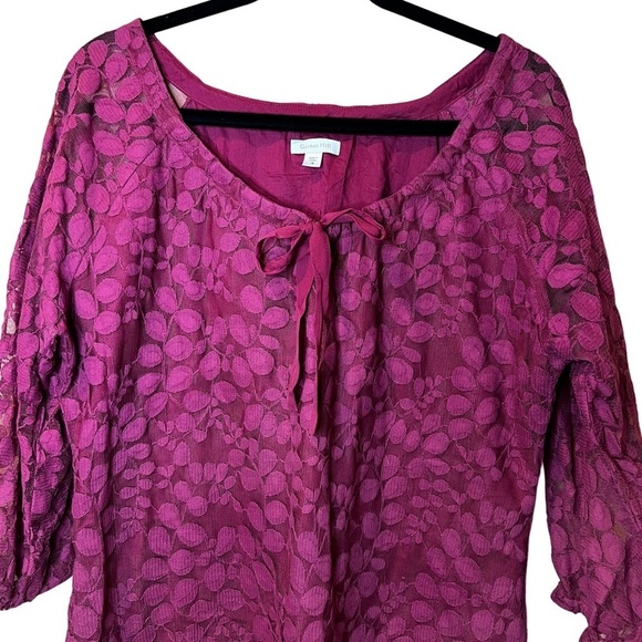 Garnet Hill Cranberry Boheme Easy Lace Overlay Midi Dress Size 16 - Picture 6 of 9